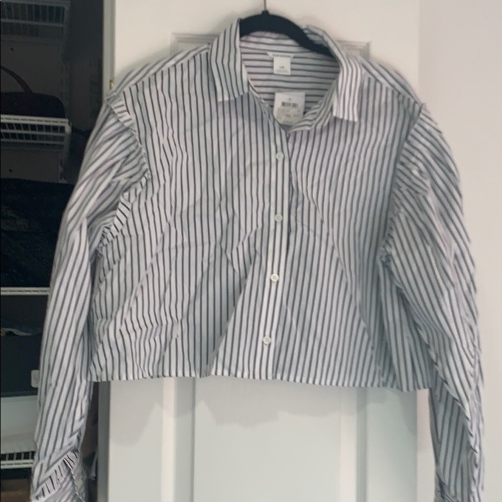 Club Monaco striped cropped blouse